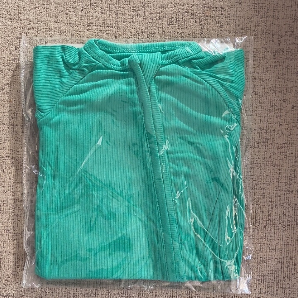 Bambpp Teal Ribbed Zip-Up Sleeper